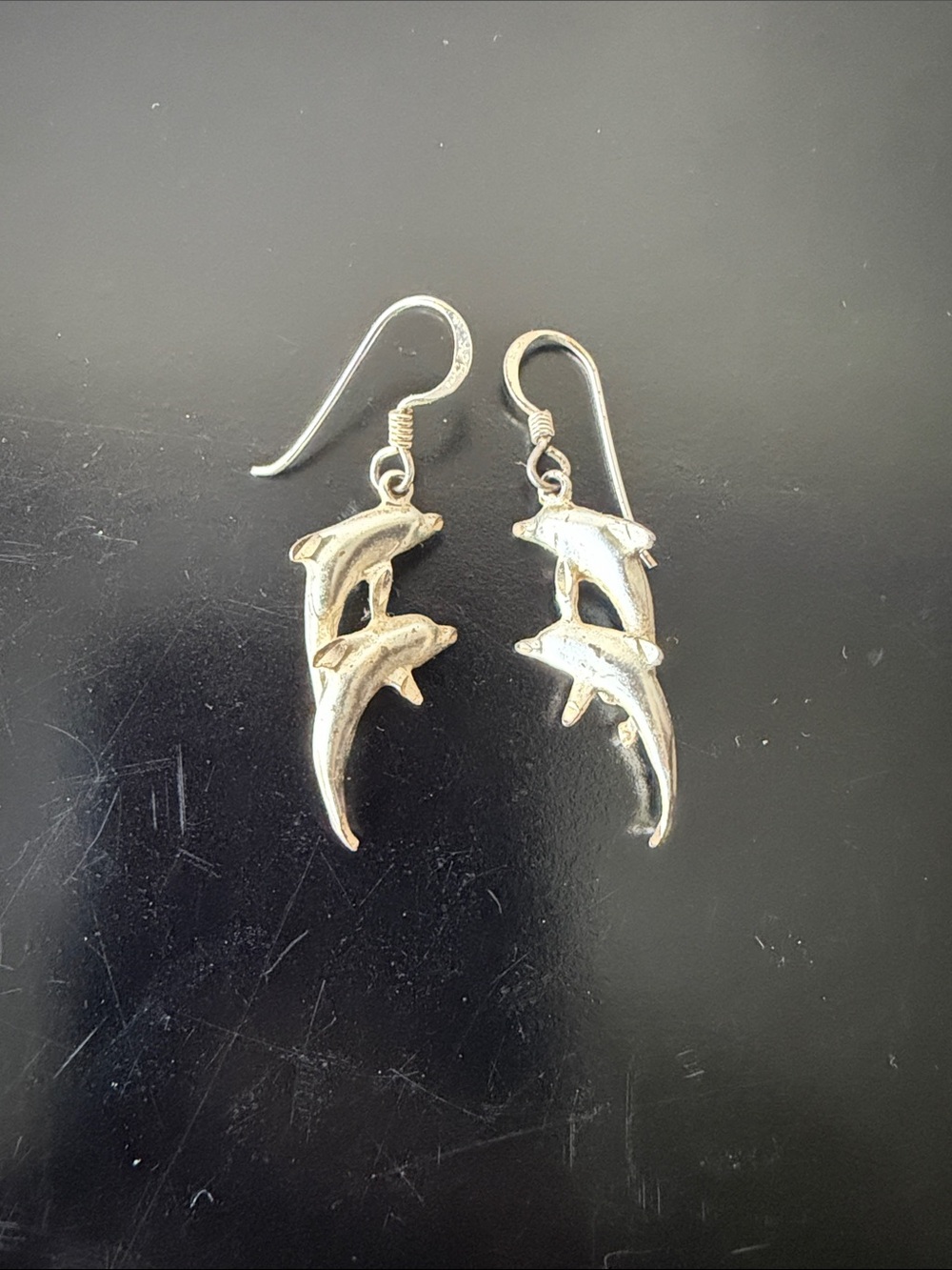 925 Silver Double Dolphin Drop Earrings - Women’s Jewelry